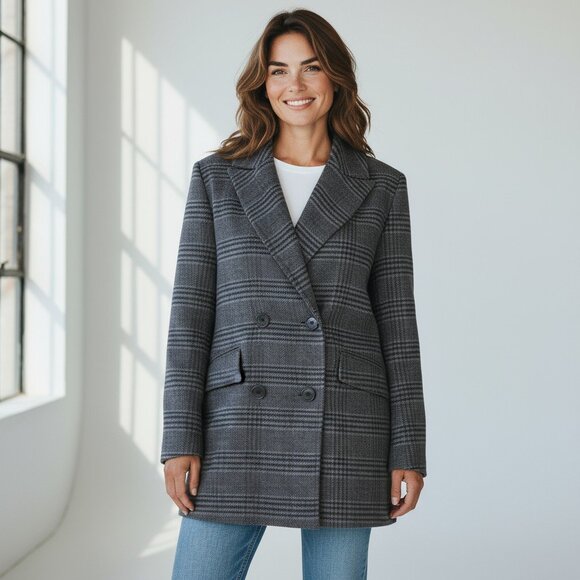 Treasure & Bond Gray Oversized Double-Breasted Blazer – Size S - Picture 2 of 6